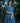 Blue Cotton Printed Pleated Fitted Dress