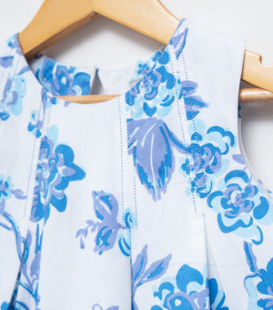 Blue Blossom Cotton Dress For Girls