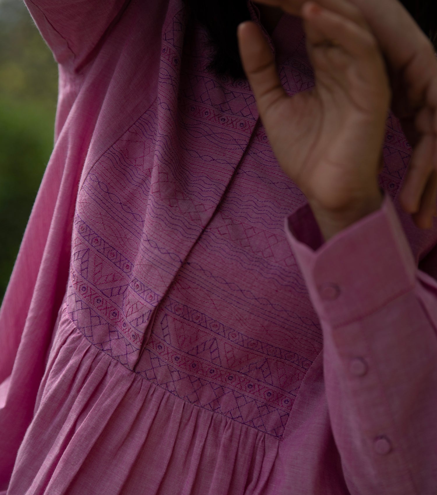 Pink embroidered cotton Tunic