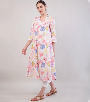Multicolor Printed Woven Cotton Kurta Set