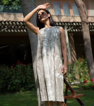 Olive Green Printed Cotton Dress