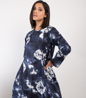 Indigo Tie & Dye Cotton Dress