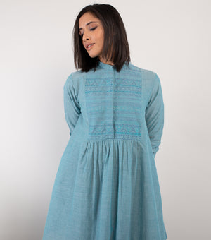 Blue embroidered cotton Tunic