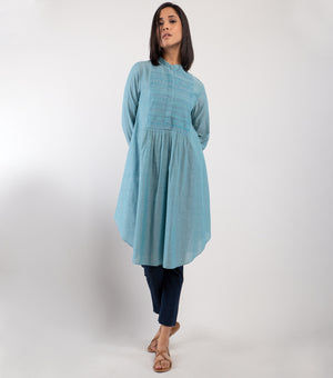 Blue embroidered cotton Tunic