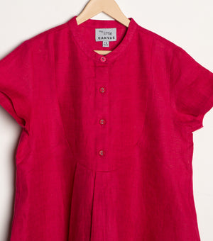Fuchsia Pink Linen A-line dress