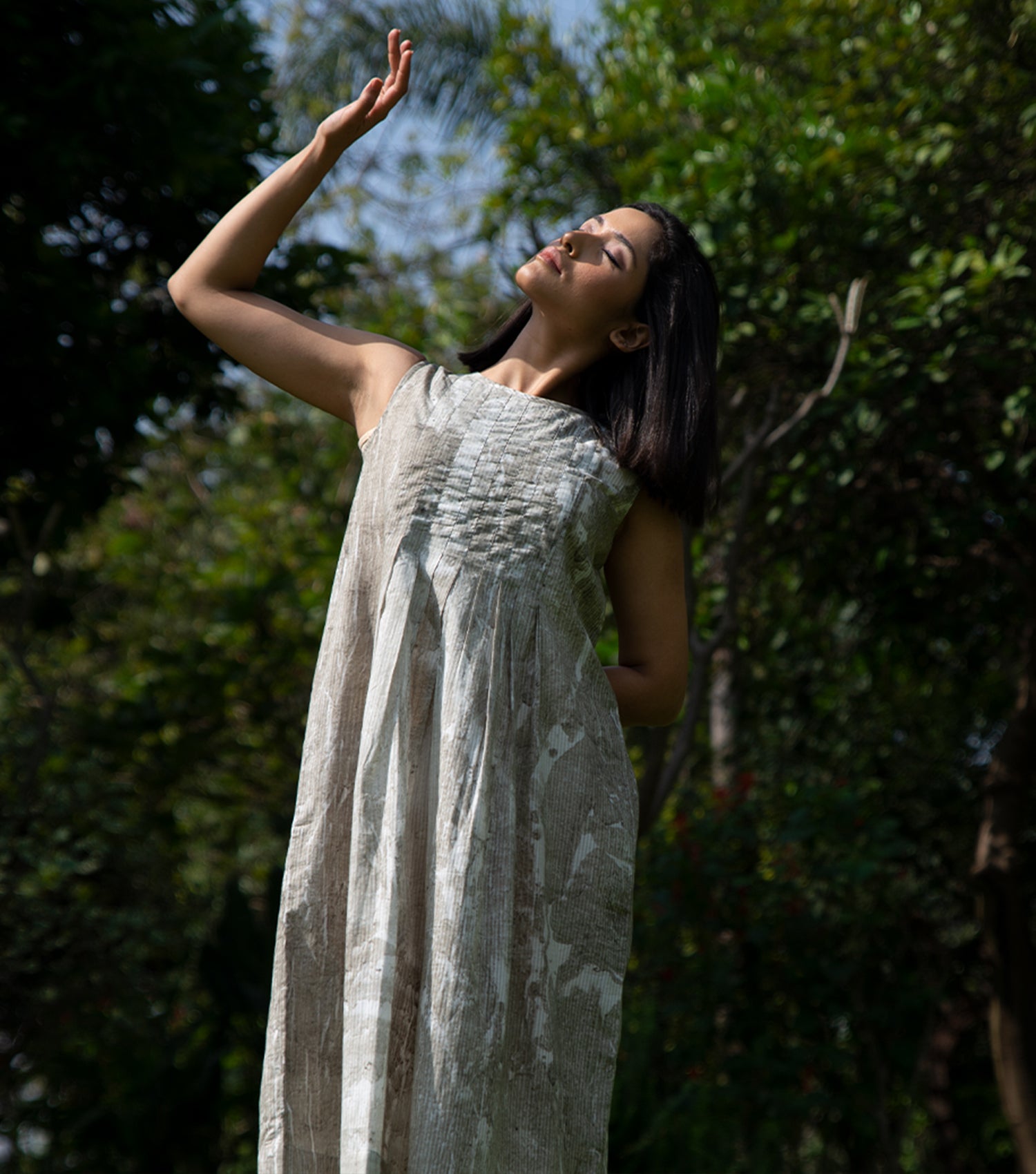 Olive Green Printed Cotton Dress