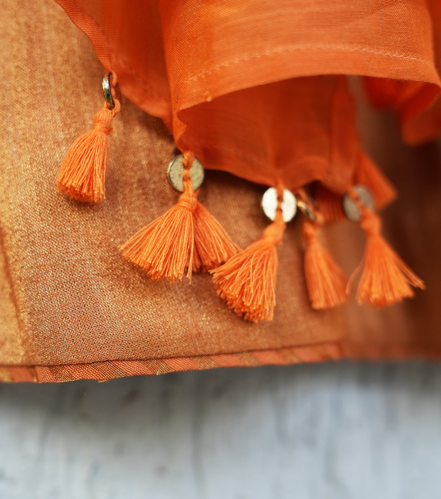 Orange Tissue Sharara Set with Kurti & Dupatta for Girls