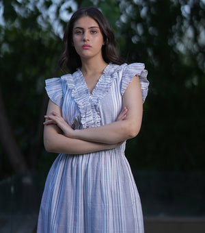 White Woven Cotton Dress