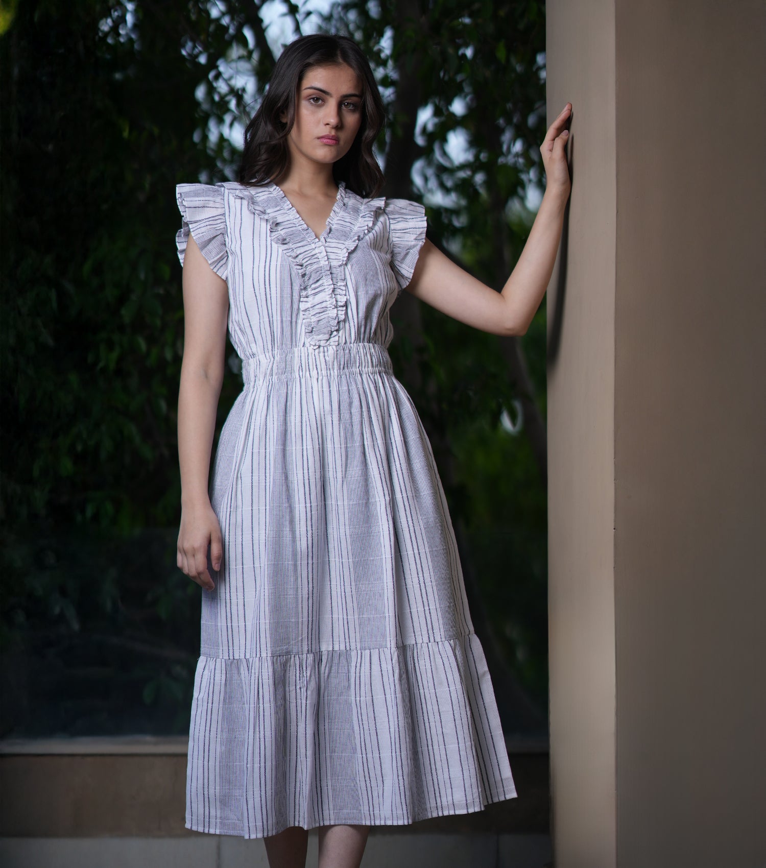 White Woven Cotton Dress