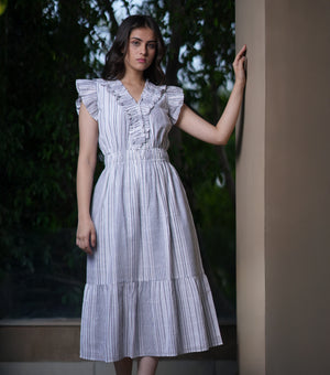 White Woven Cotton Dress