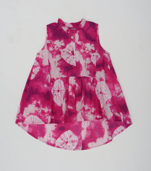 Magenta Printed Cotton Top with Pants Co-ord Set for Girls