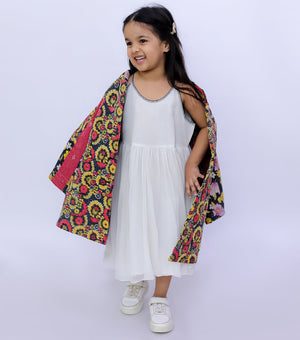 Multi Color Vintage Cotton Kantha Jacket For Kids