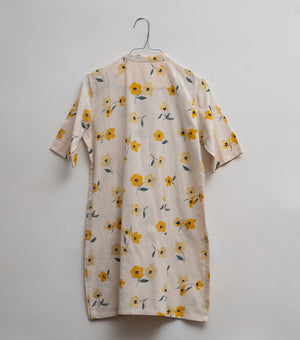 Yellow Printed Cotton Kurta
