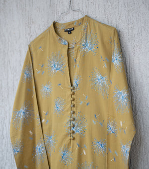 Mustard Printed Cotton Kurta