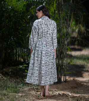 Olive Green Printed Cotton Dress