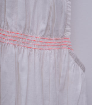 White Sleeveless Smocked Cotton Dress for Girls