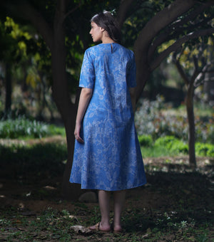Blue Printed Cotton Dress