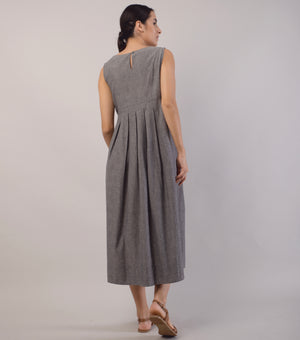 Grey Woven Cotton Dress