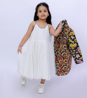 Multi Color Vintage Cotton Kantha Jacket For Kids