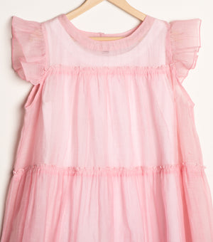 Pink chanderi A-line dress