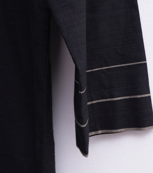 Black Woven Cotton Kurta