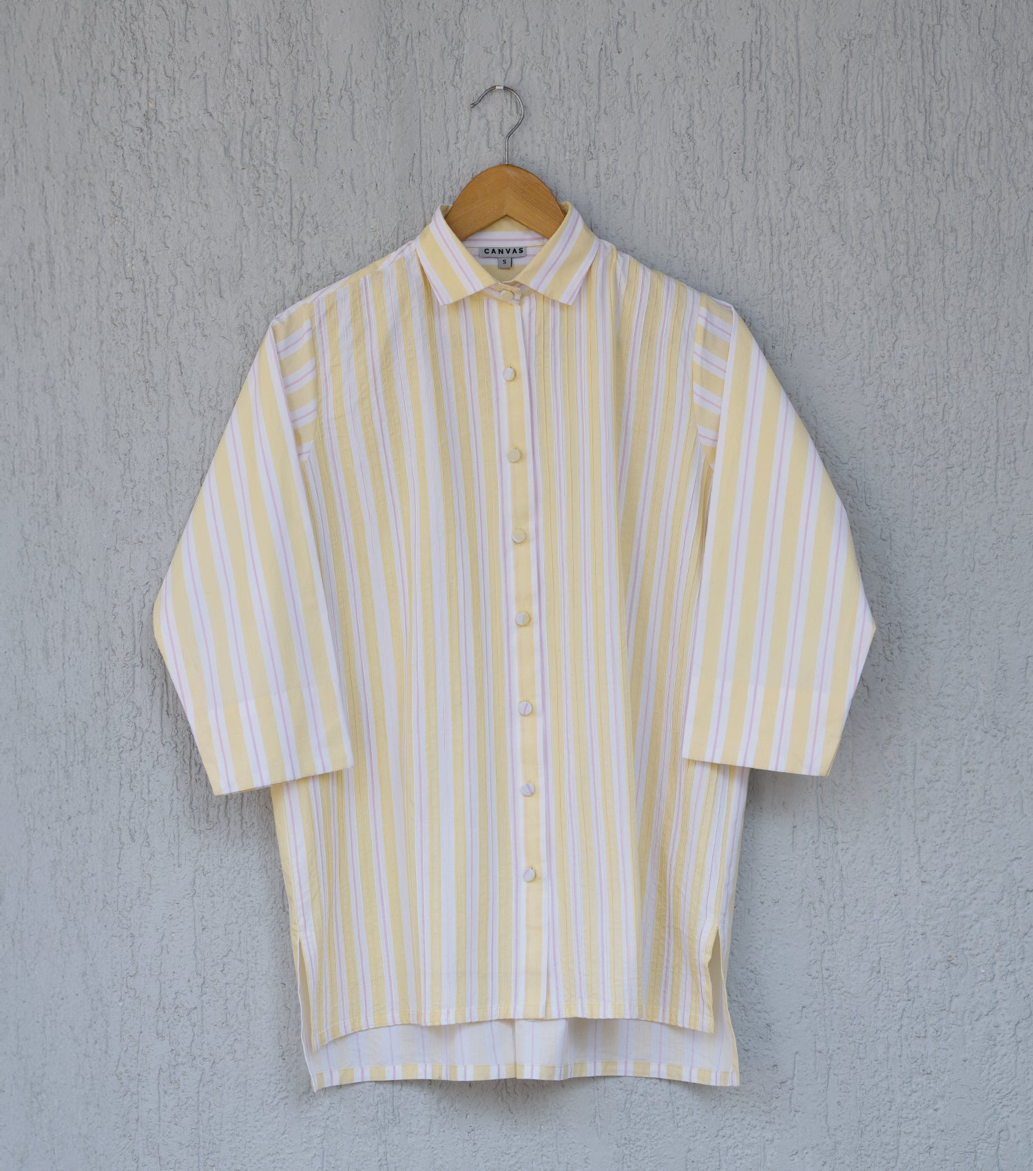 Yellow Poplin Stripes Shirt