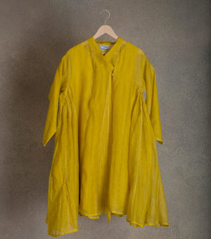 Sun Yellow Chanderi Choga & Cotton Pants Set