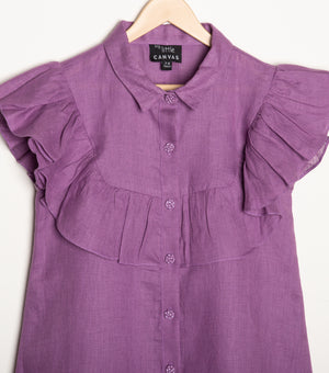 Purple Linen A-line dress