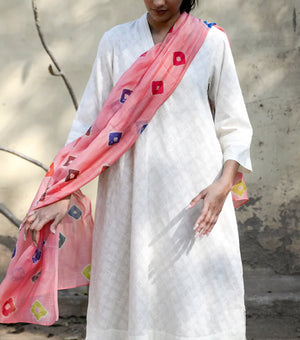 Pink Base Shibori Dupatta