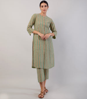 Green Striped Cotton Co-ord Set