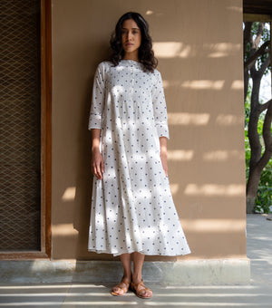 Whimsical Dots and Diamonds Pintucked Dress