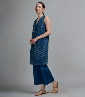 Indigo Printed Cotton Kurta