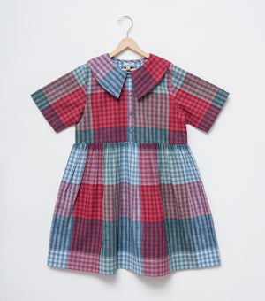 Multicolour Woven Cotton Dress for Girls