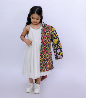 Multi Color Vintage Cotton Kantha Jacket For Kids