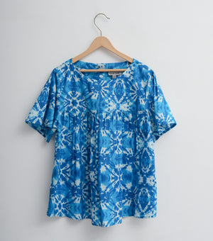 Blue Printed Cotton Top with Pants Co-ord Set for Girls