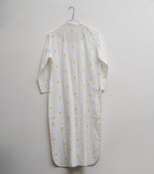 White Printed Cotton Shirt Kurta