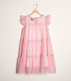 Pink chanderi A-line dress