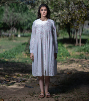 White Woven Cotton Dress