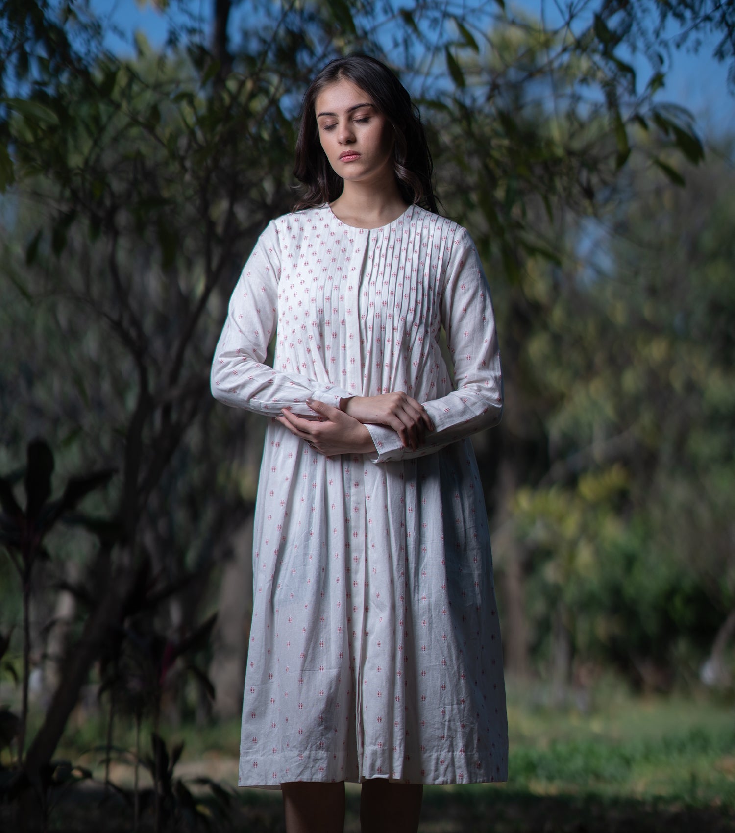 White Woven Cotton Dress