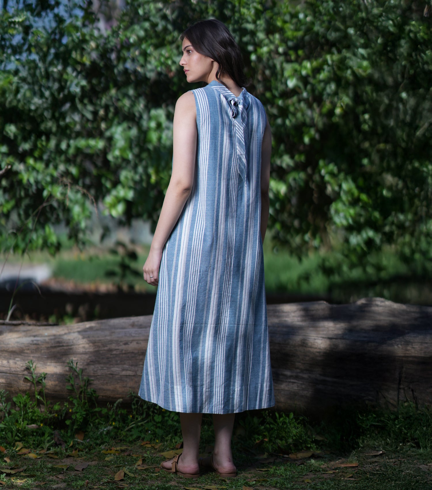 Blue Woven Cotton Dress
