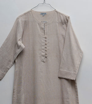 Beige Cotton Linen Kurta
