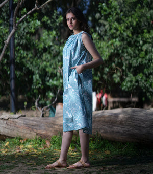 Blue Printed Cotton Dress