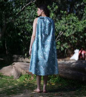 Blue Printed Cotton Dress