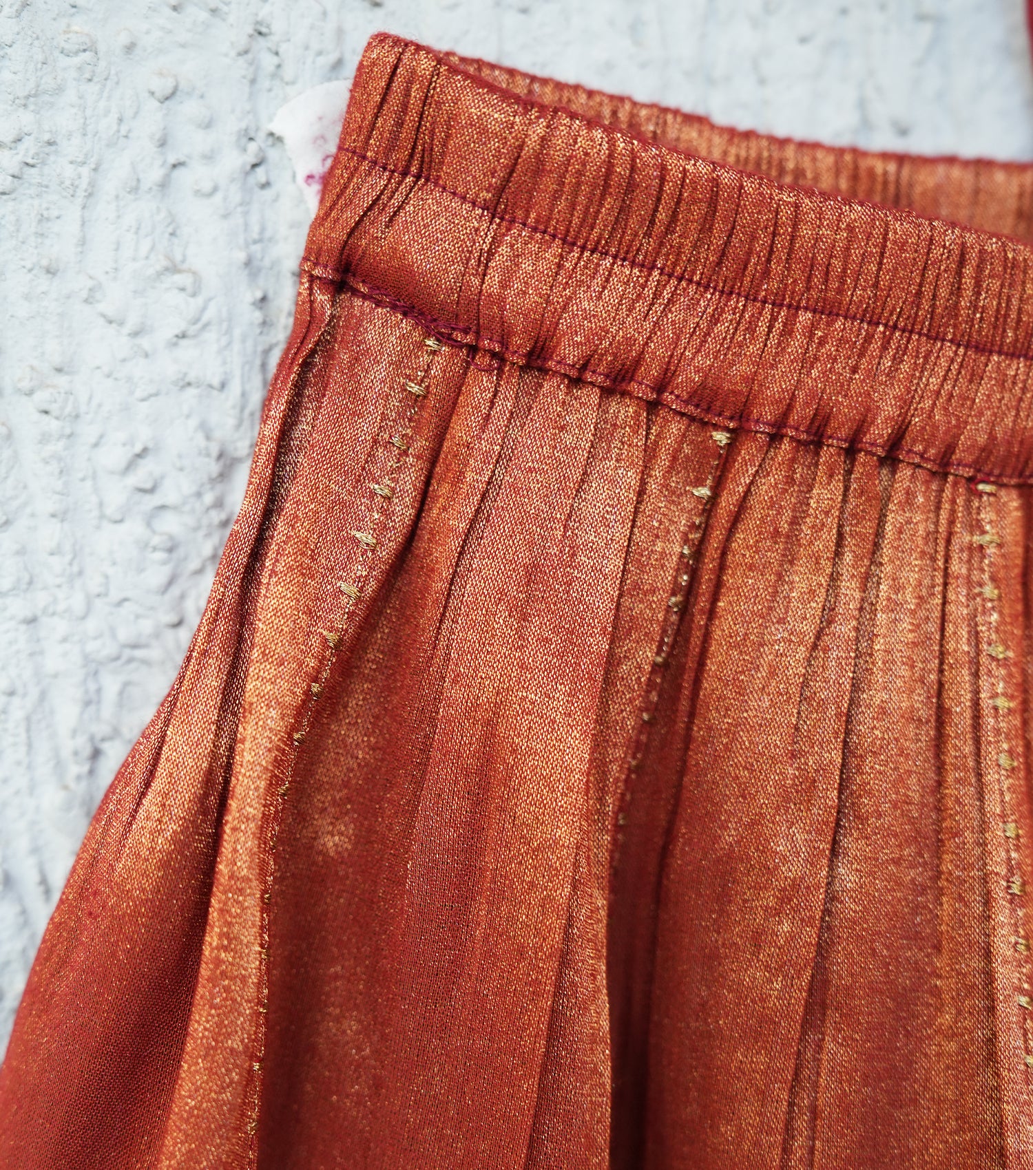 Rusty Orange Tissue Lehenga Set with Blouse & Dupatta for Girls