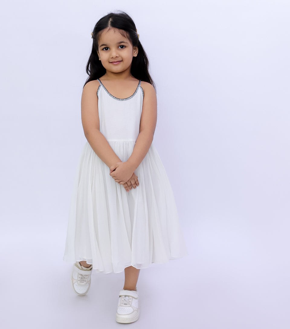 Summer Breeze White Chiffon Dress for Girls