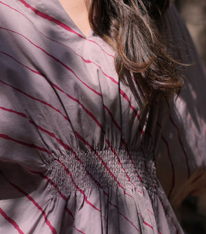 Grey Printed Cotton Kaftan