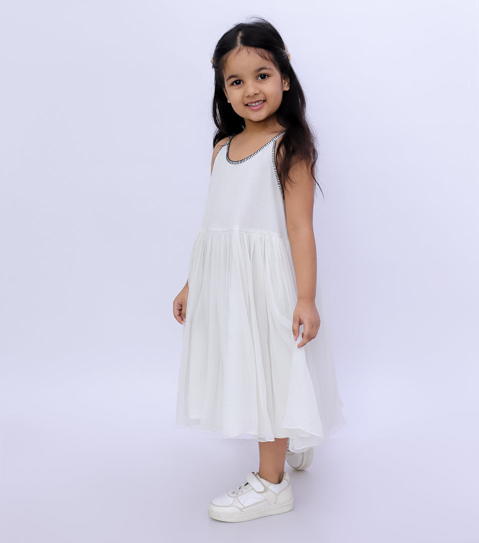 Summer Breeze White Chiffon Dress for Girls