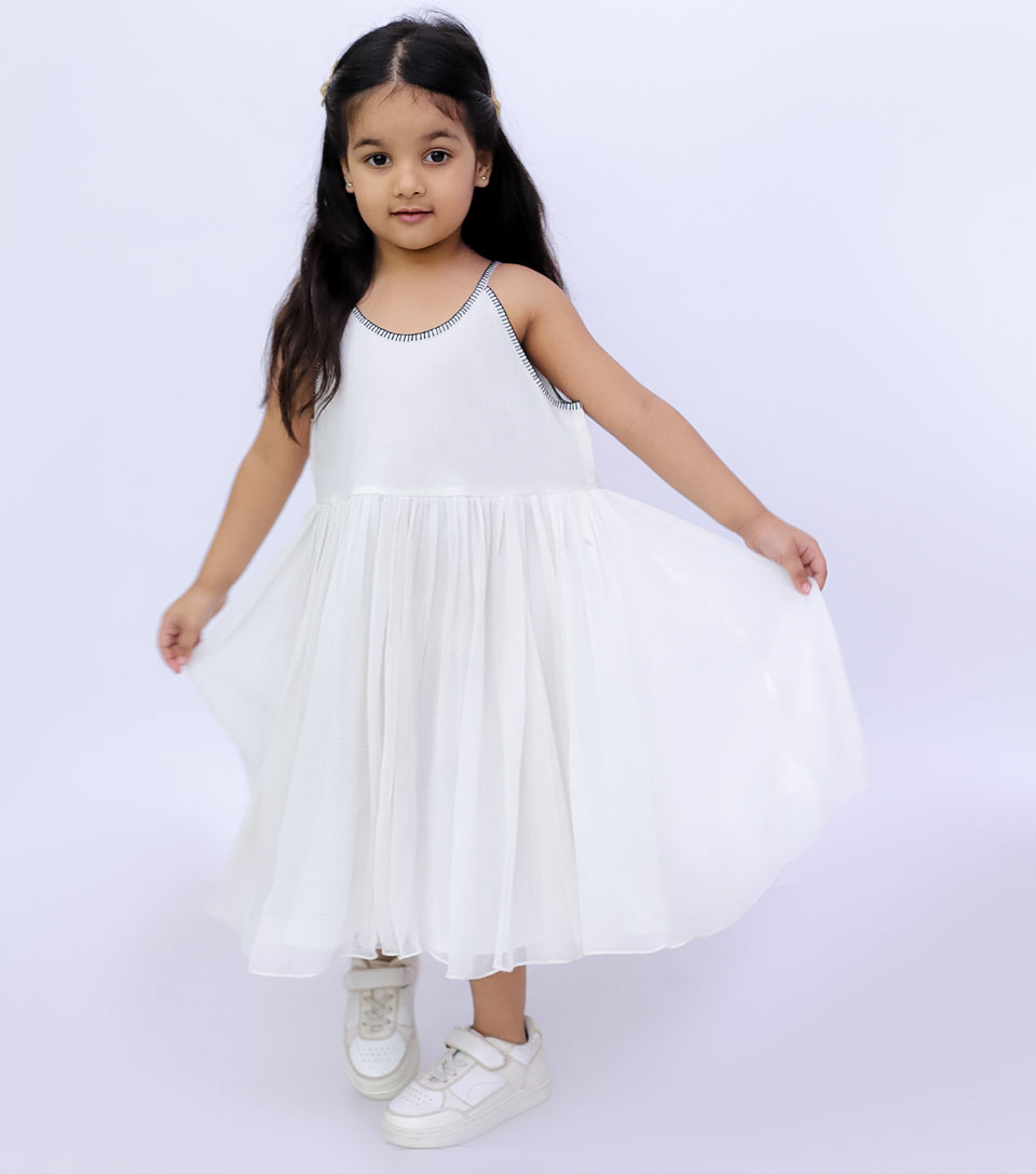 Summer Breeze White Chiffon Dress for Girls