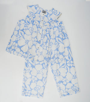 White Cotton Top with Pants Co-ord Set for Girls