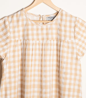 Yellow Chequered cotton dress